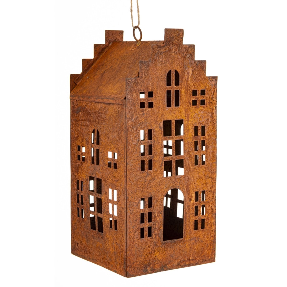 Dekoracja - domek metalowy rdzawy 18,5x8x8,5 cm RUGGINE