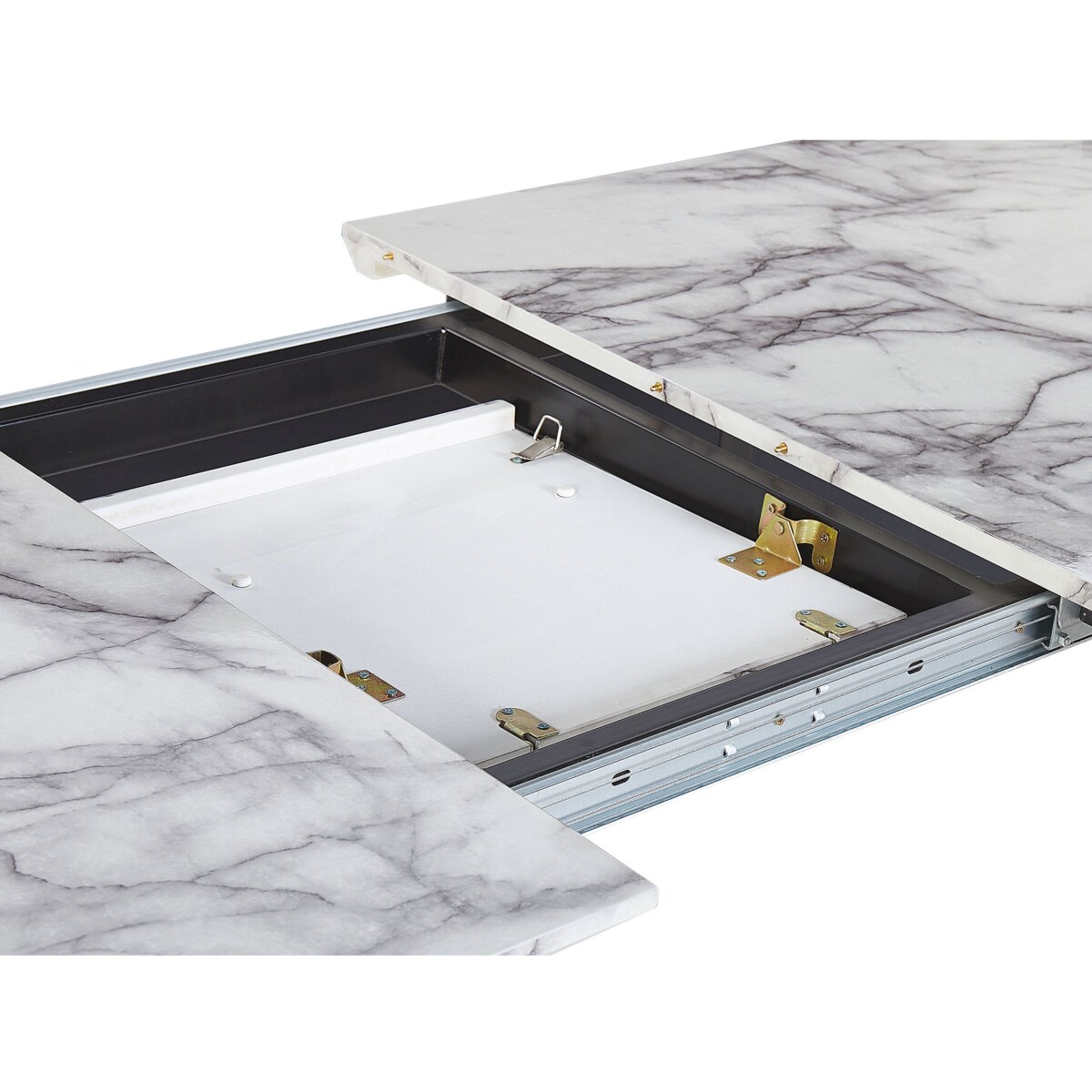 Stół do jadalni rozkładany 160/200 x 90 cm efekt marmuru z czarnym MOSBY