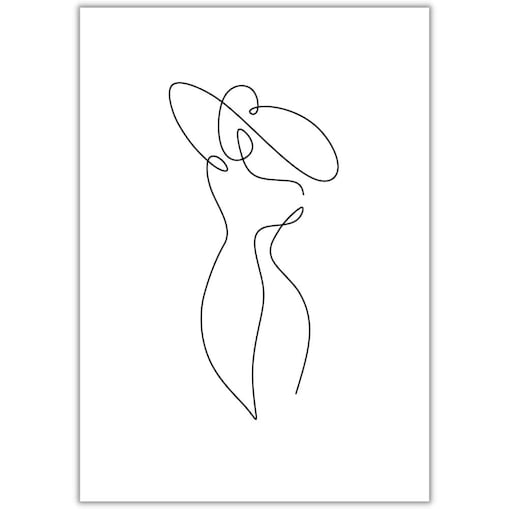 plakat line art woman in dress 3 70x100 cm