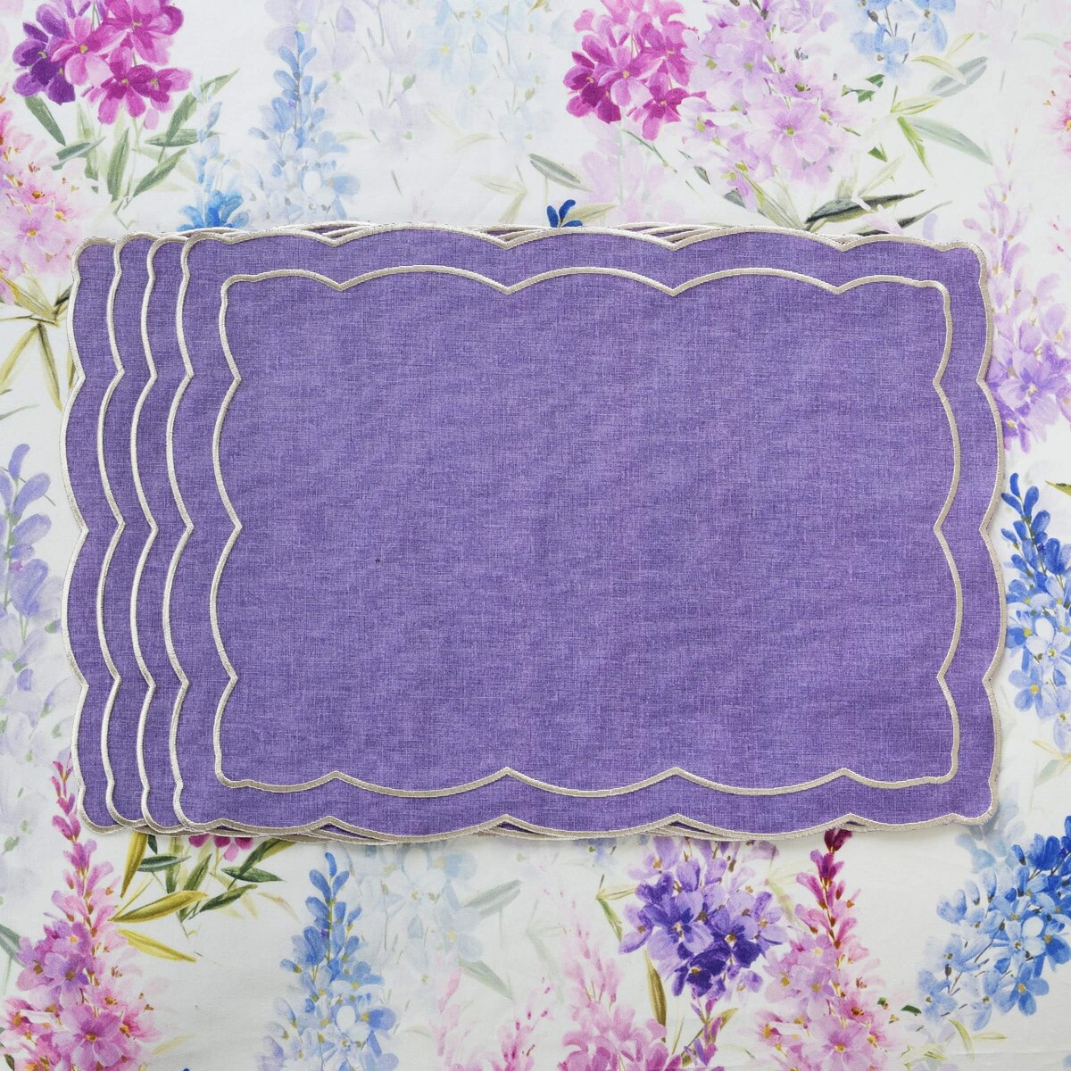 Haftowane podkładki Purple Onde - 6 sztuk