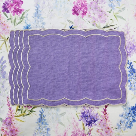 Haftowane podkładki Purple Onde - 6 sztuk