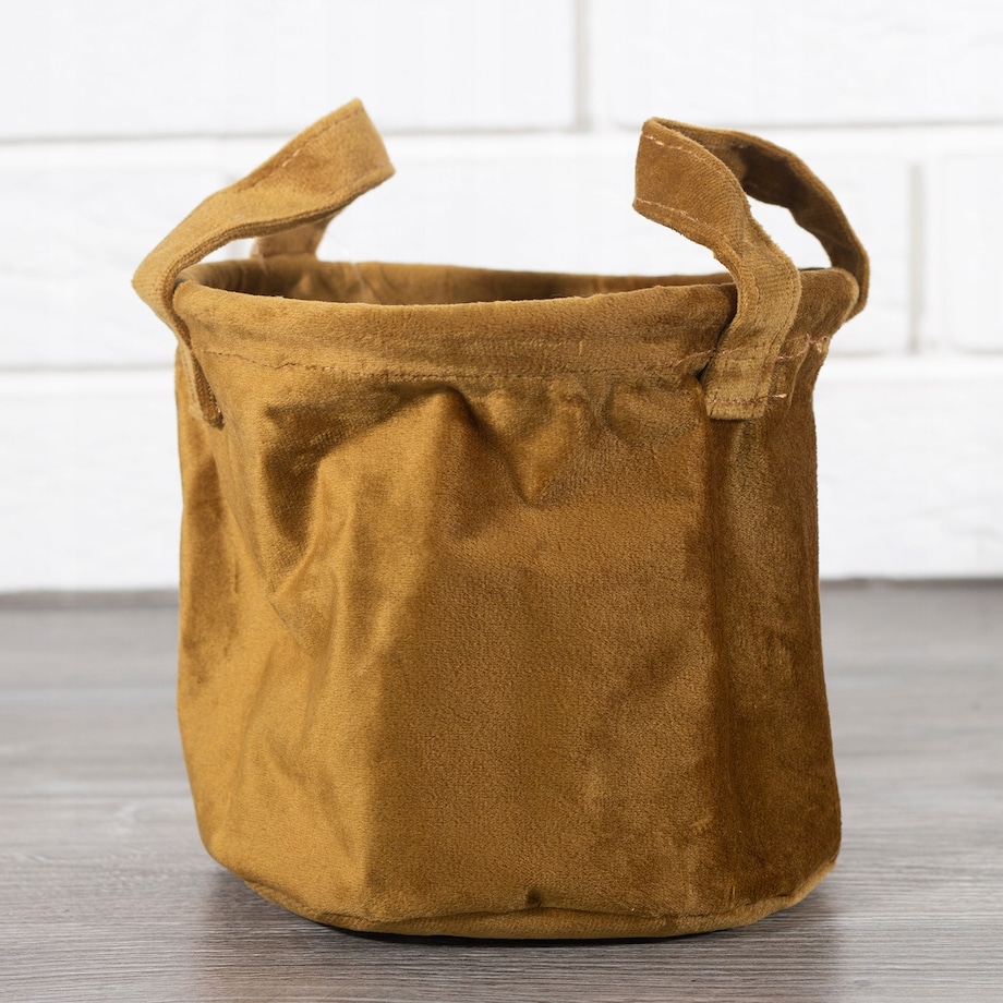 ORGANIZER AKSAMITNY na półkę MUSZTARDOWY śr. 16cm