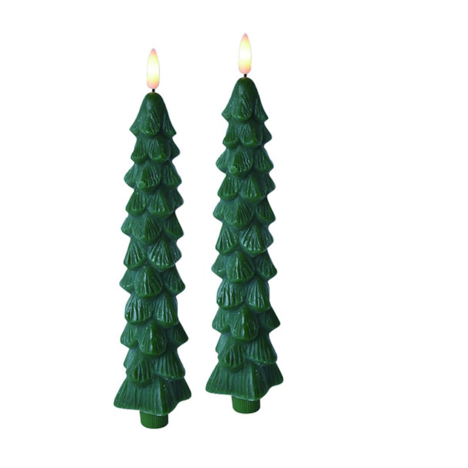 NIKOLAO Komplet 2 świec choinki zielonestołowe LED 5x26cm