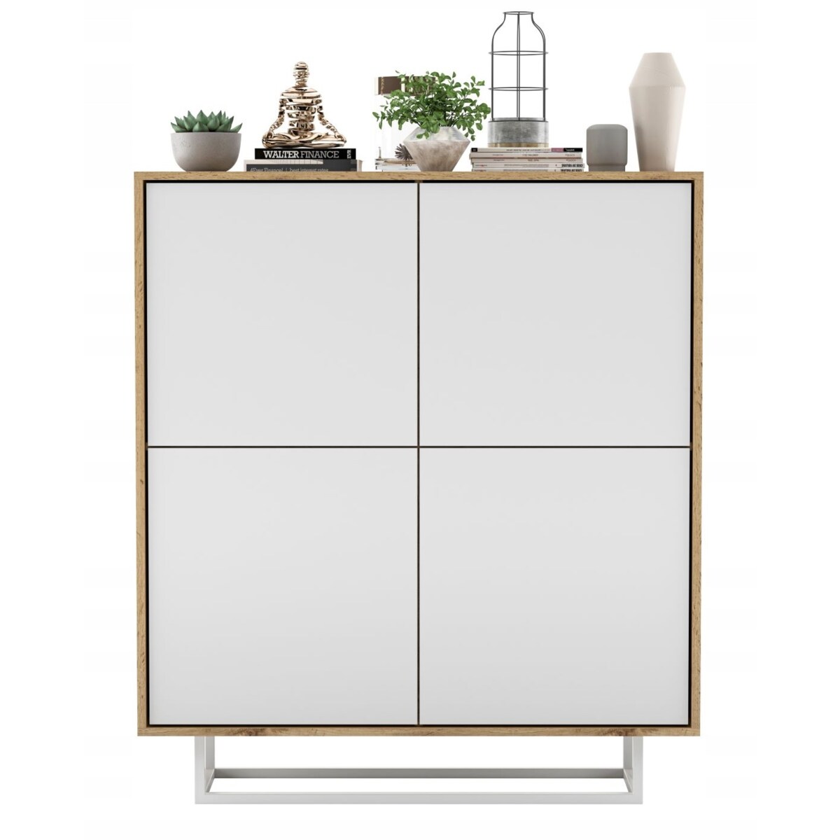 Komoda Loft Szafka RTV Loft Dąb Wotan Biały MAT 113 cm