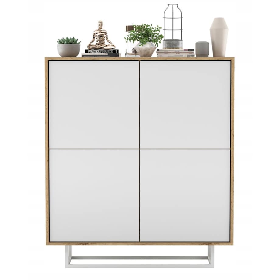 Komoda Loft Szafka RTV Loft Dąb Wotan Biały MAT 113 cm