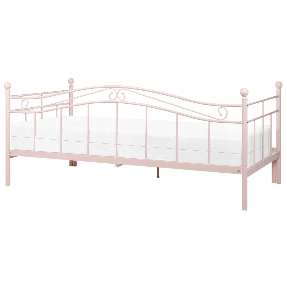 Łóżko 90 x 200 cm metalowe ze stelażem pastelowy róż TULLE