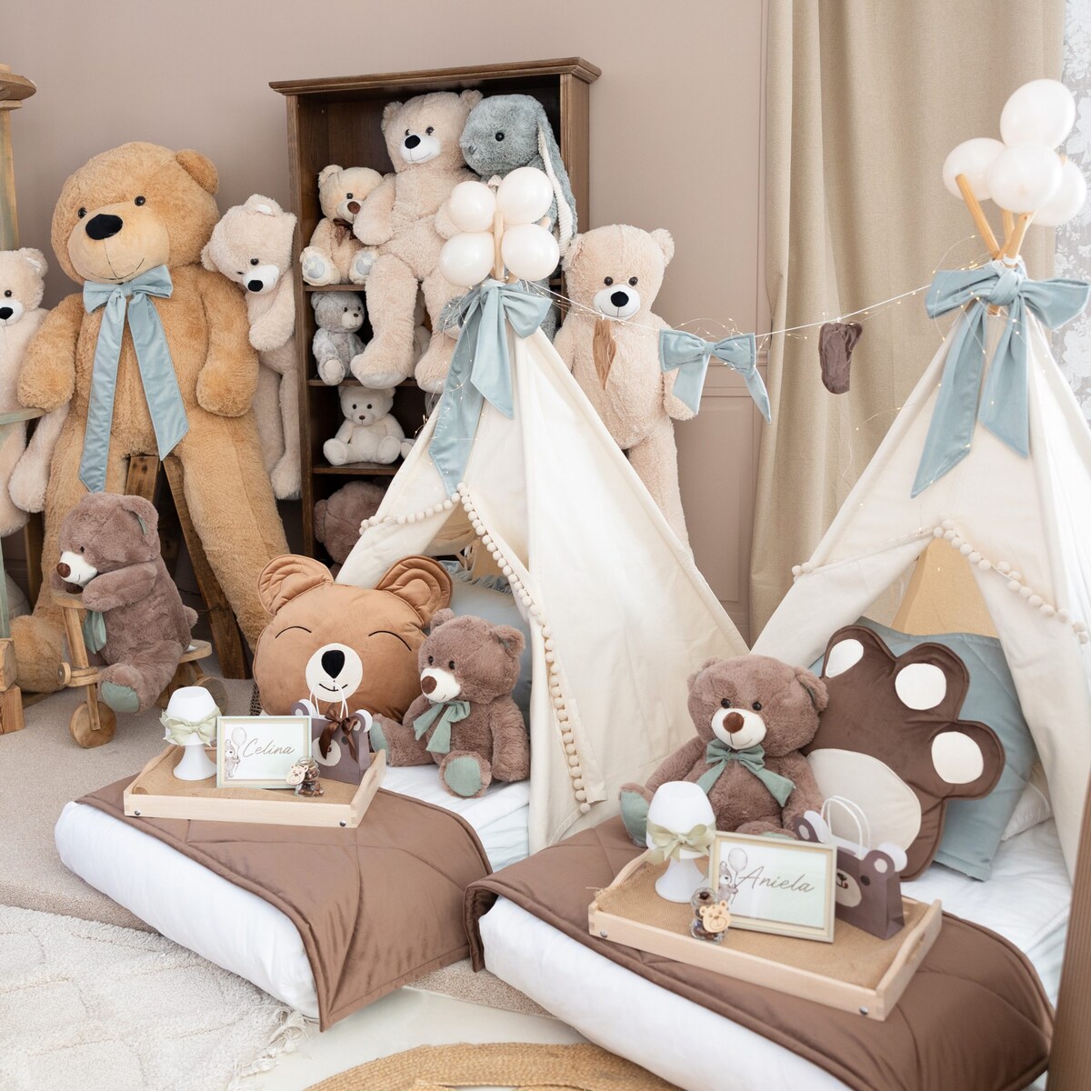 Poduszka miś - duża poducha velvet brąz