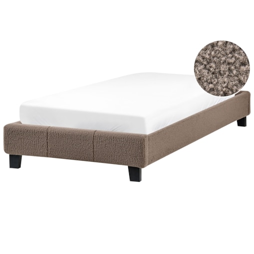 Łóżko bez zagłówka Boucle ROANNE 90 x 200 cm Beżowoszary