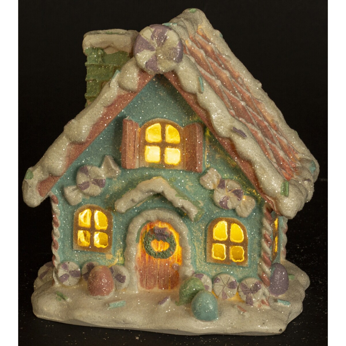 Domek ciasteczkowy LED 13x12x10,5 cm BISCOTTO niebieski mały