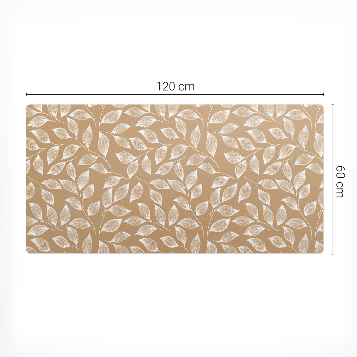 Beżowa mata na biurko Liście na gałązkach, 120x60 cm