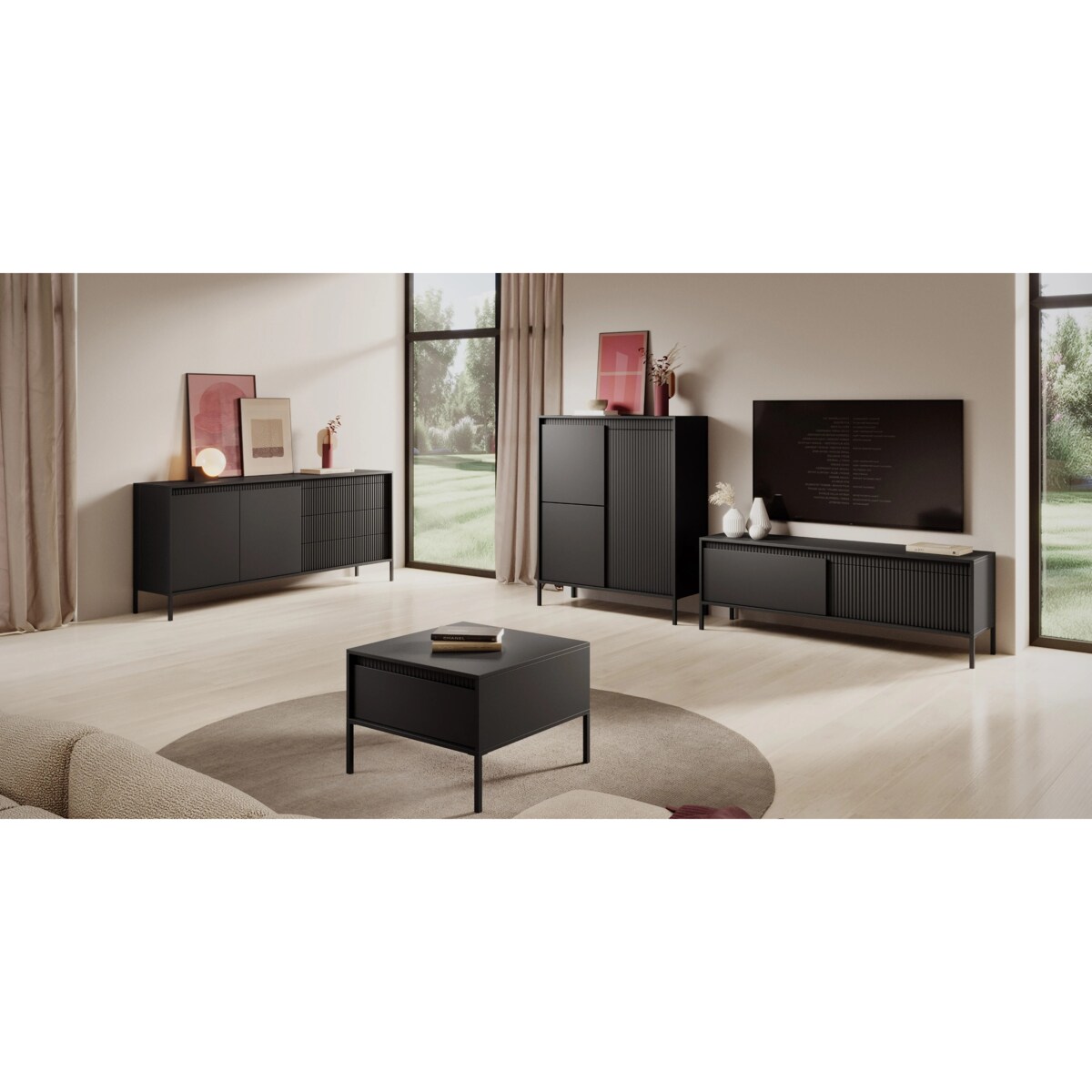 Komoda dwudrzwiowa z szufladami 81,4x153,5 cm LEMAL czarny