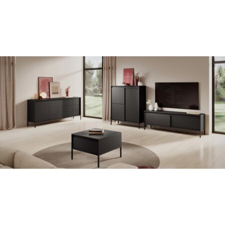 Komoda dwudrzwiowa z szufladami 81,4x153,5 cm LEMAL czarny