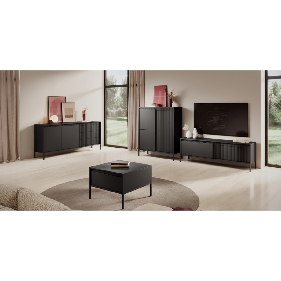 Komoda dwudrzwiowa z szufladami 81,4x153,5 cm LEMAL czarny