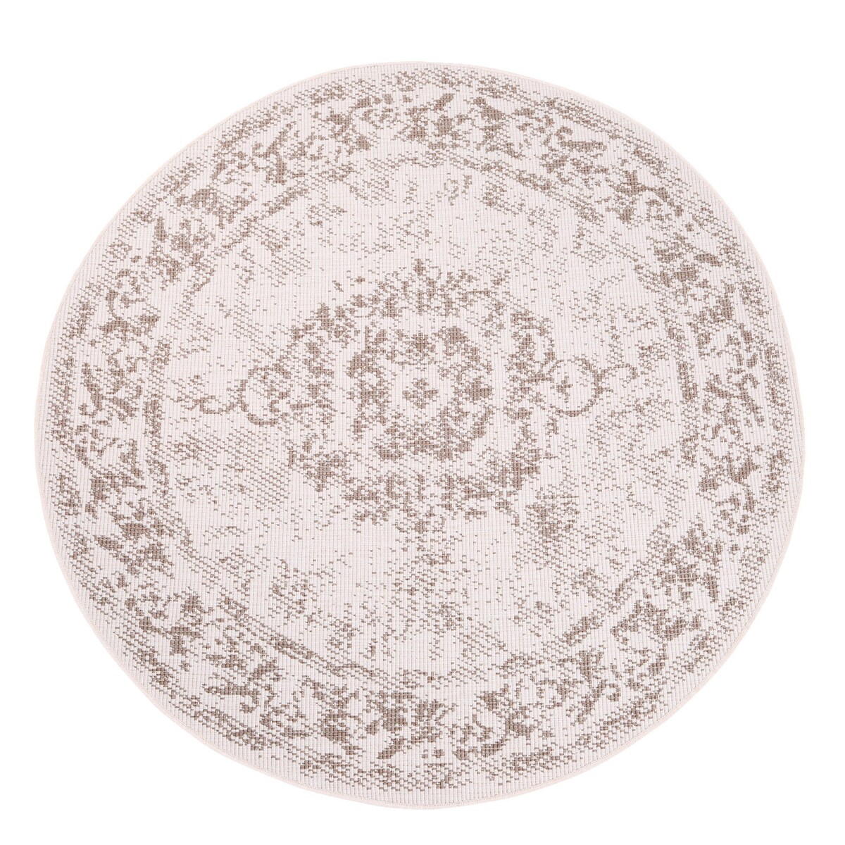 Funkcjonalny dywan okrągły na zewnątrz i do wnętrz, dwustronny DUO 55770 Krem 160x160