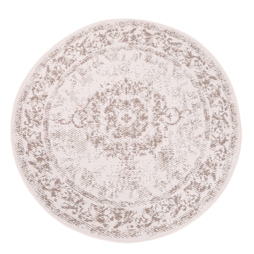 Funkcjonalny dywan okrągły na zewnątrz i do wnętrz, dwustronny DUO 55770 Krem 160x160