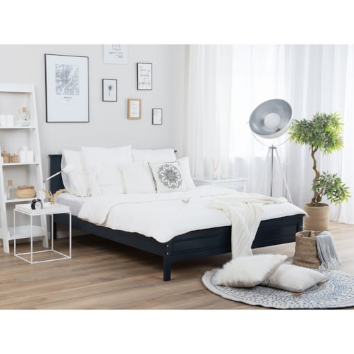 Łóżko drewniane 160 x 200 cm niebieskie OLIVET