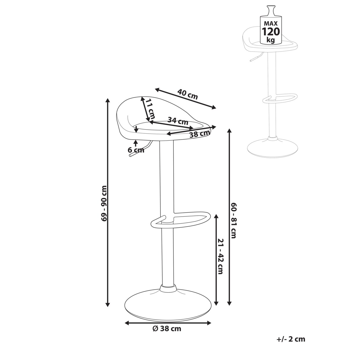 Zestaw 2 hokerów barowych MEEDER Ekoskóra Obrotowy Jasnobeżowy