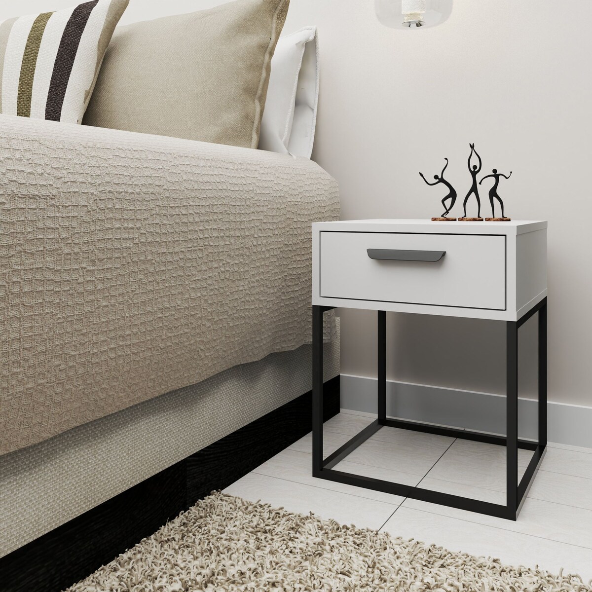 Konsimo RECTUS Zestaw stolików nocnych 2szt.w kolorze białym