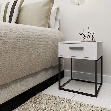Konsimo RECTUS Zestaw stolików nocnych 2szt.w kolorze białym