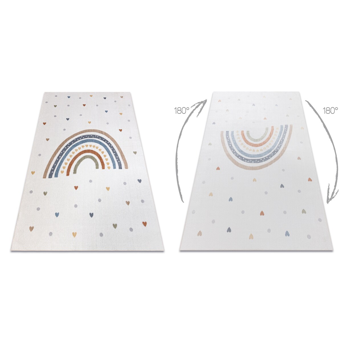 Dywan BONO 8302 Tęcza, serca kremowy / 160x220 cm