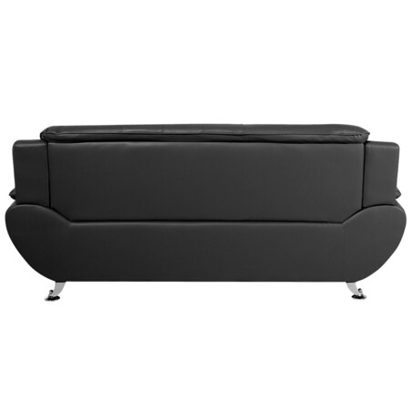 Komplet wypoczynkowy ekoskóra 6-osobowy czarny LEIRA