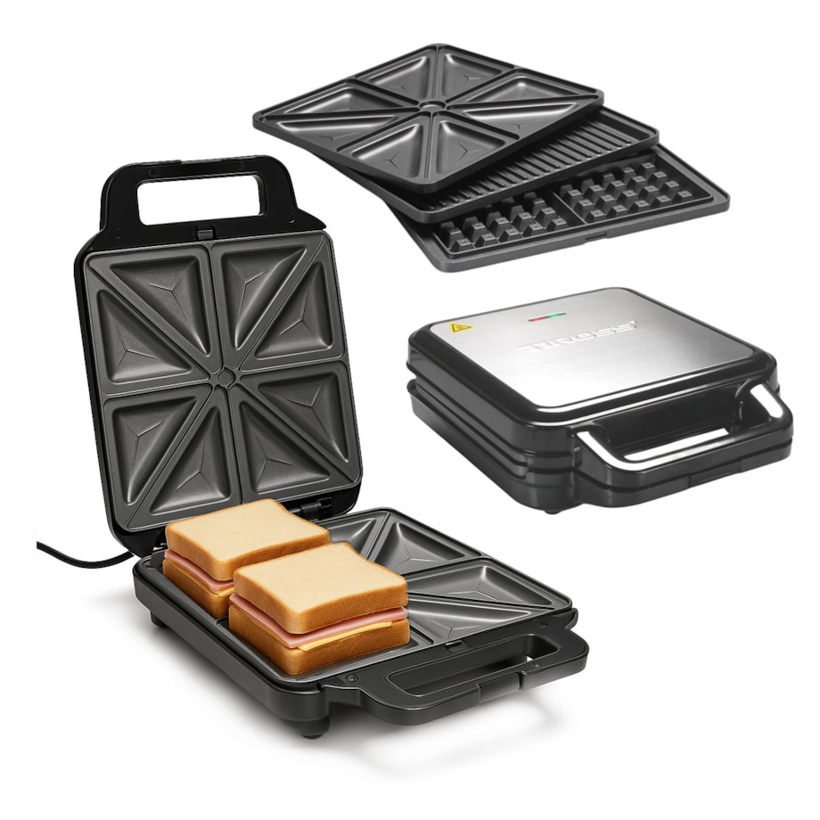 Opiekacz 3 w 1, 1200W, wymienne wkłady, gofry kanapki grill, TIROSS