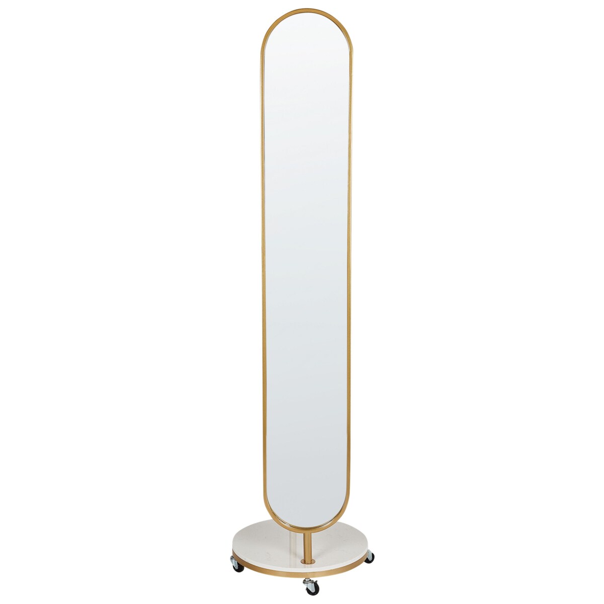 Wieszak stojący z lustrem złoty LORENA