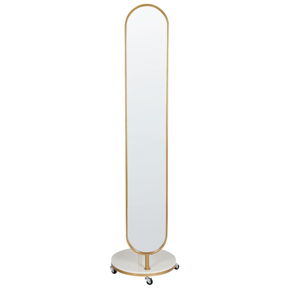 Wieszak stojący z lustrem złoty LORENA