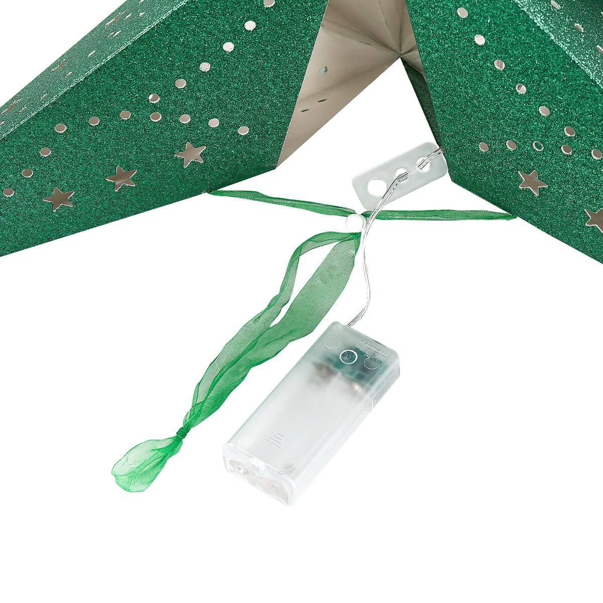Zestaw 2 dekoracji wiszących LED MOTTI Gwiazda 45 cm Szmaragdowy