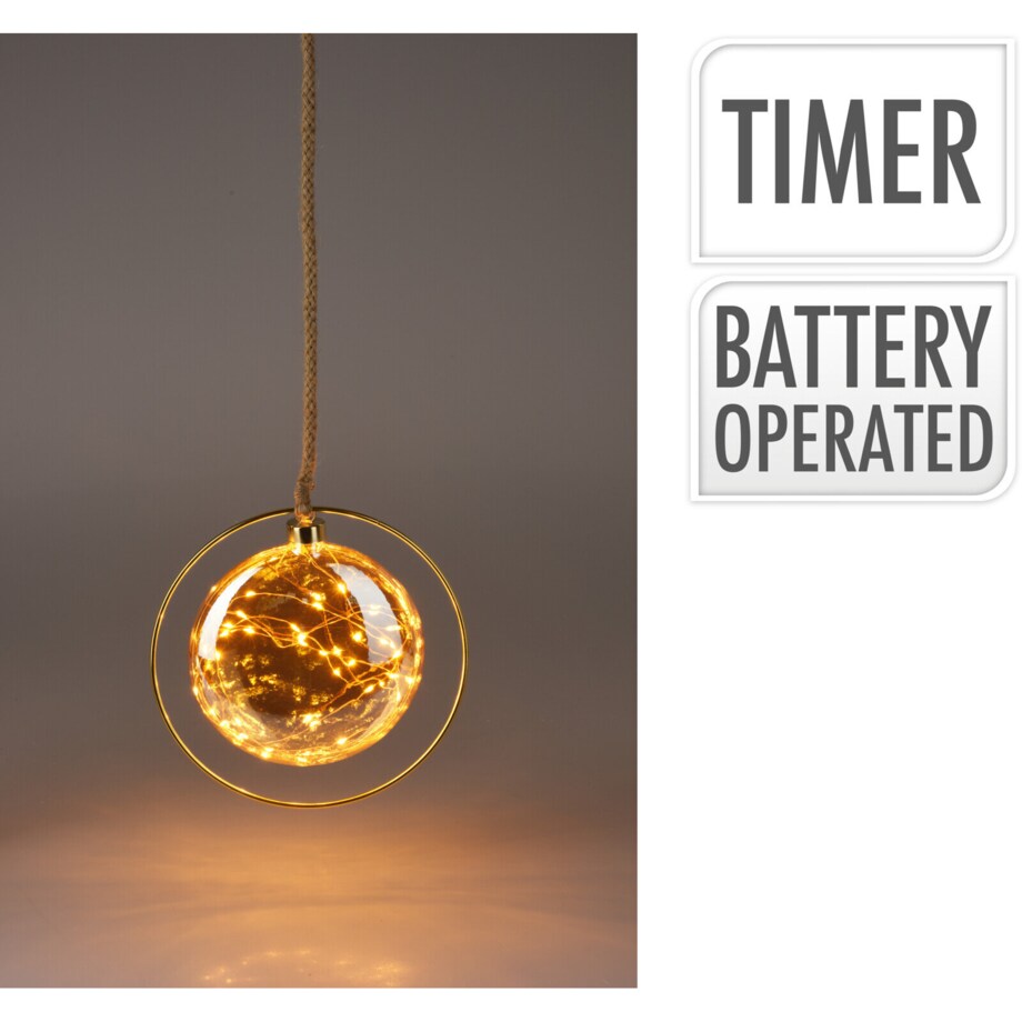 Szklana dekoracja świetlna LED z timerem, Ø 18 cm
