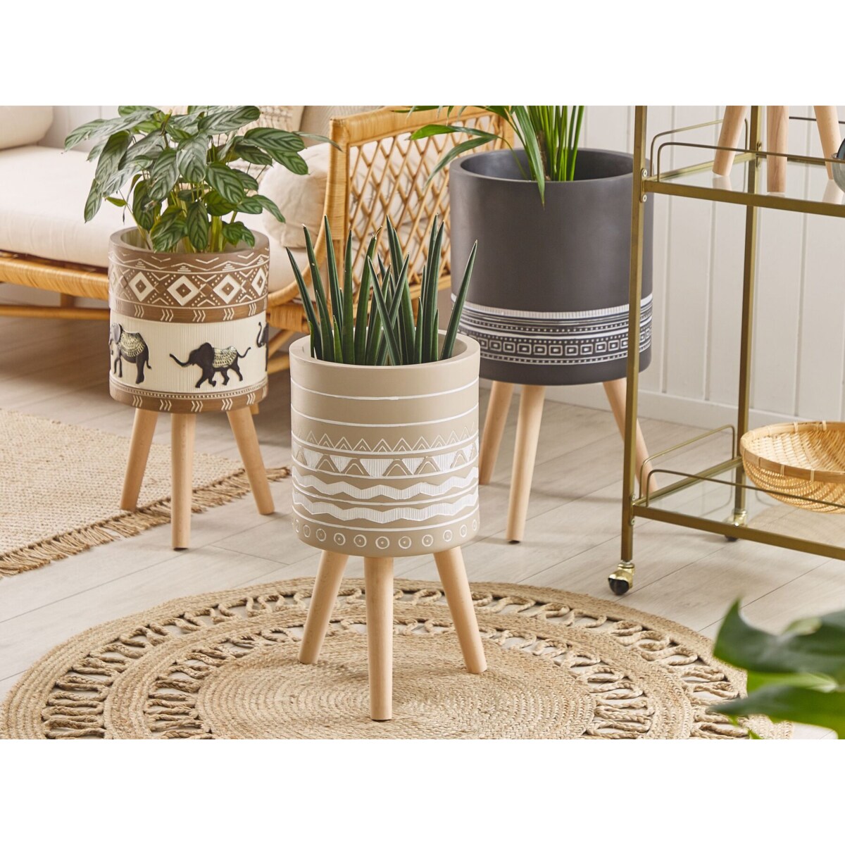 Doniczka na stojaku 30 x 30 x 55 cm beżowy MILINA