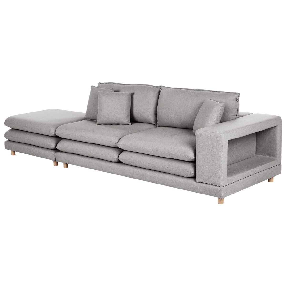 Sofa 2-osobowa z otomaną szara HEDEN