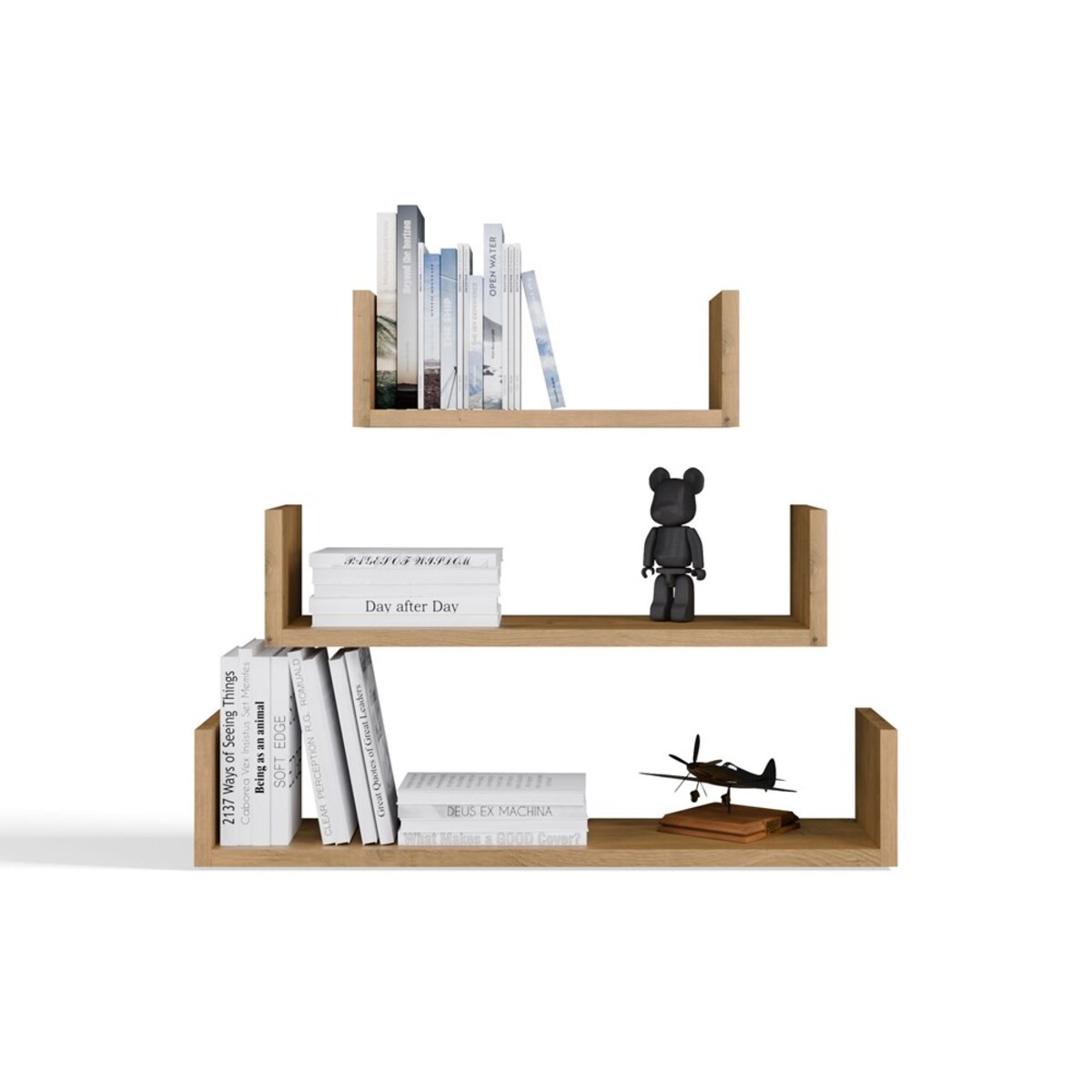 Półka Wisząca MOBI 3P Komplet 3x – Nowoczesne Półki Ścienne DĄB ARTISAN