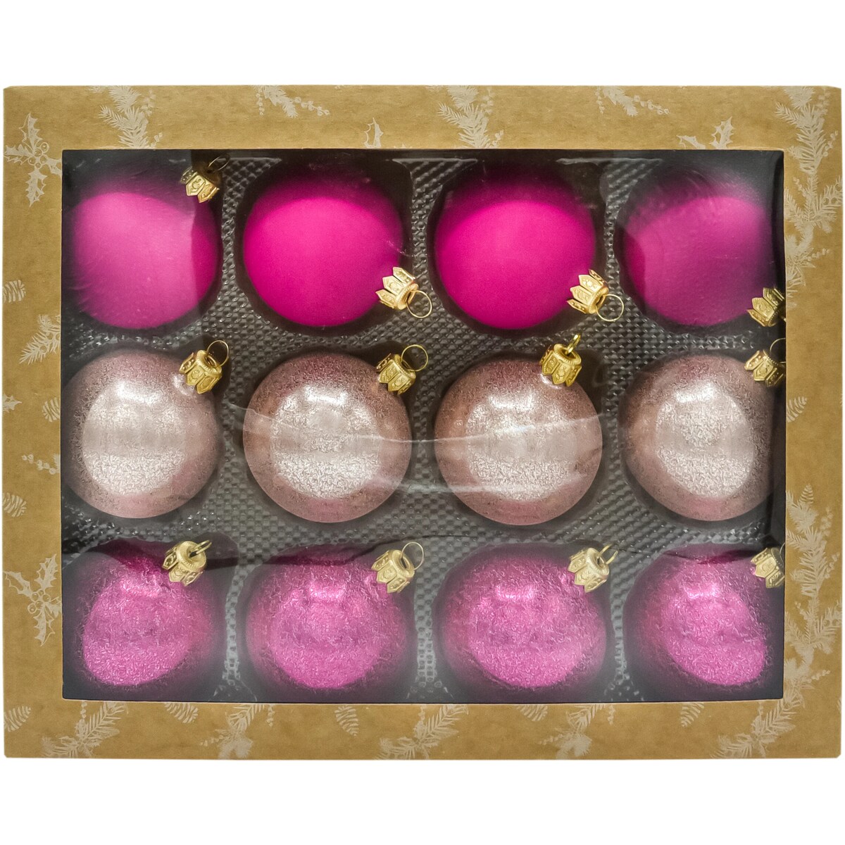 Bombka choinkowa: Bombki okrągłe zestaw różowo-złoty