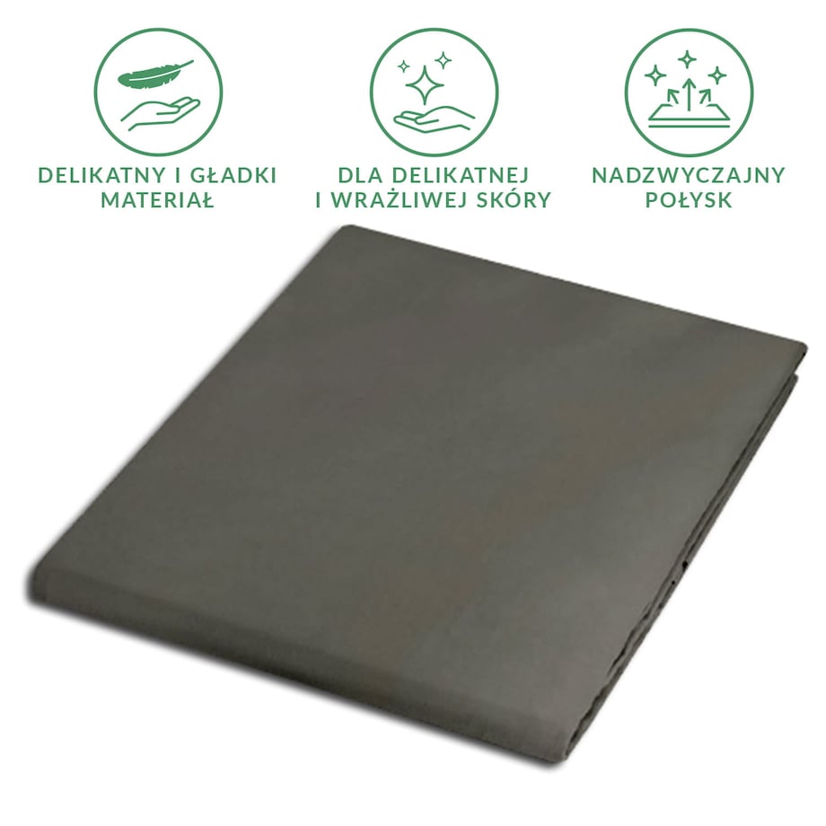 Prześcieradło satynowe bez gumki 200x220 kolor Szary