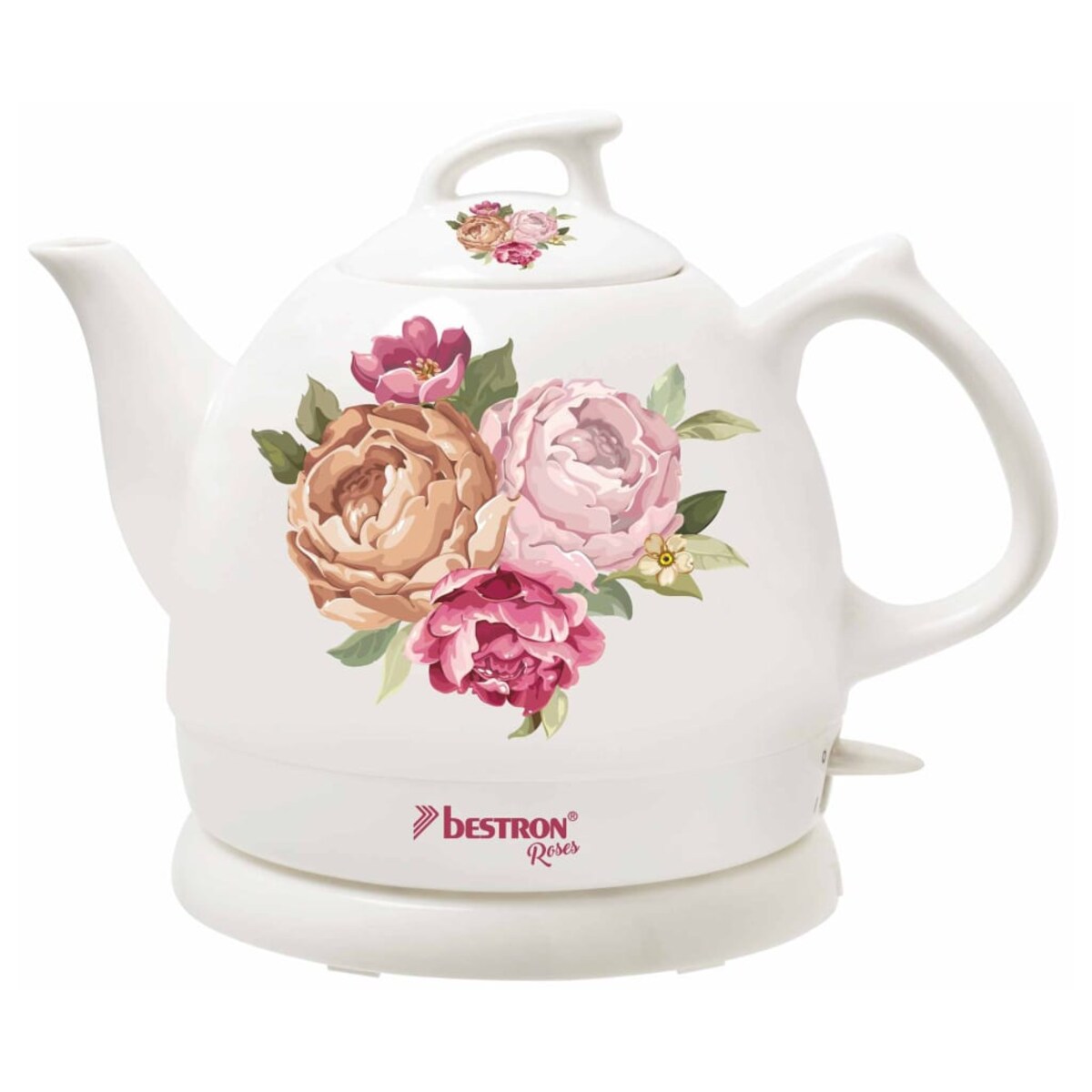 Bestron Ceramiczny czajnik elektryczny, DTP800RO, biały 0,8 L, róże