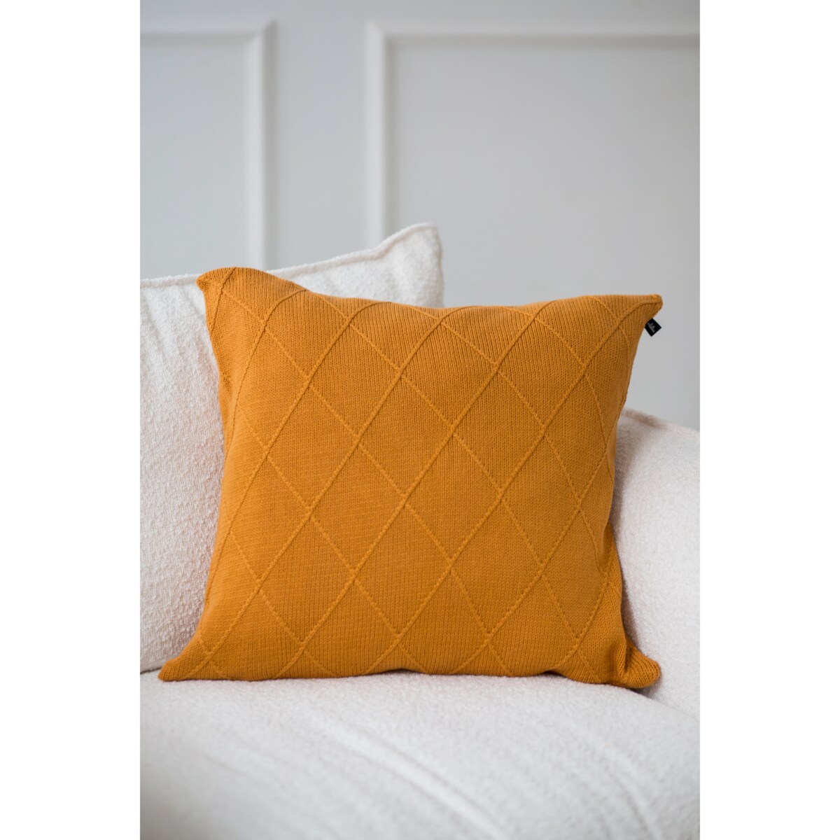 Poszewka romby kwadratowa musztardowa, 50 x 50 cm, La Manta