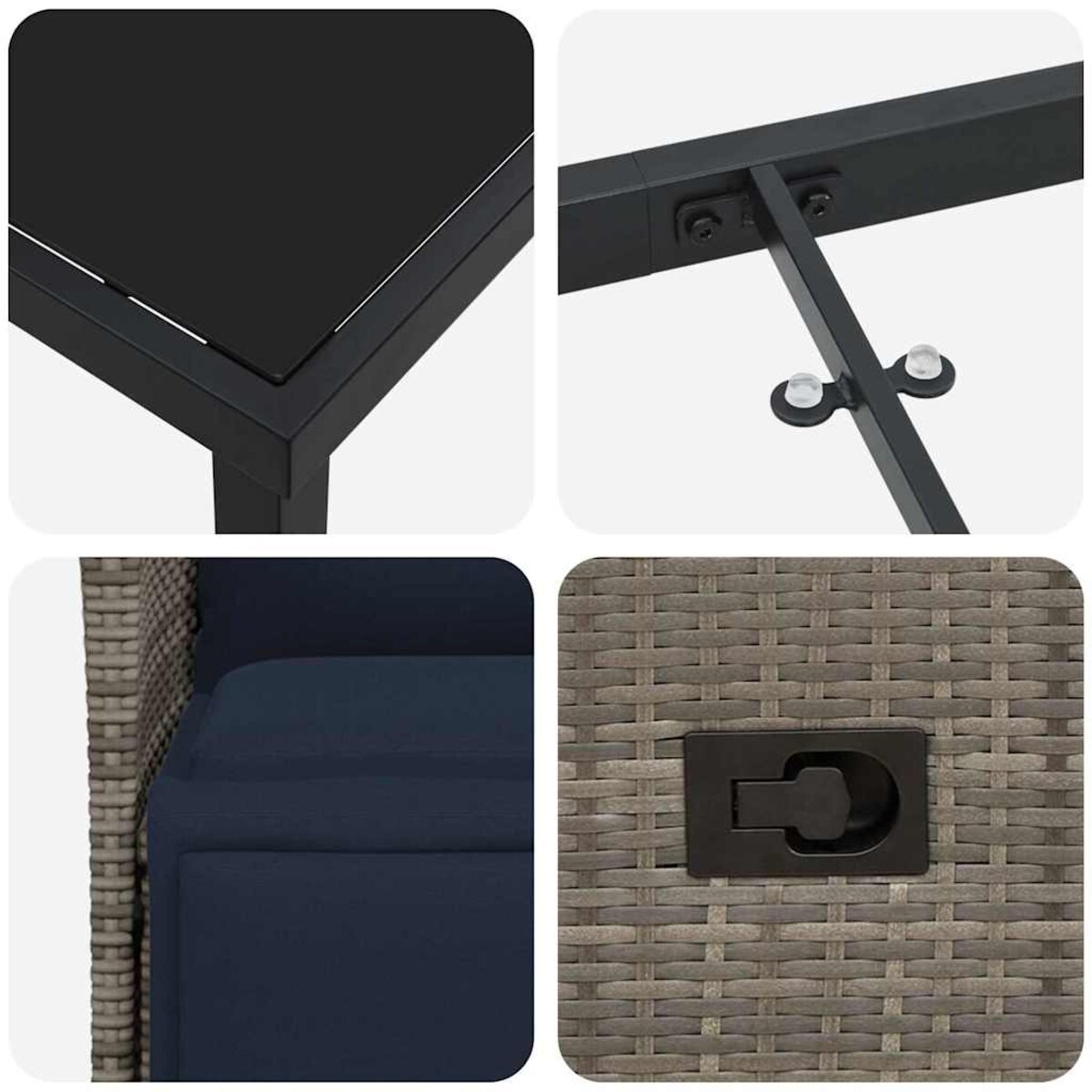 vidaXL Zestaw do jadalni w ogrodzie 3 pcs Szary polirattan