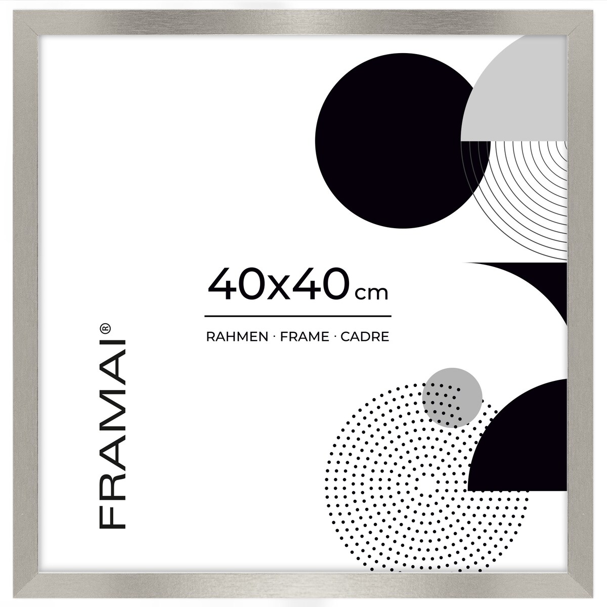 Ramka na zdjęcia 40x40 cm srebrna rama MDF z plexi do powieszenia pion poziom klasyczna kwadratowa ramka FRAMAI®