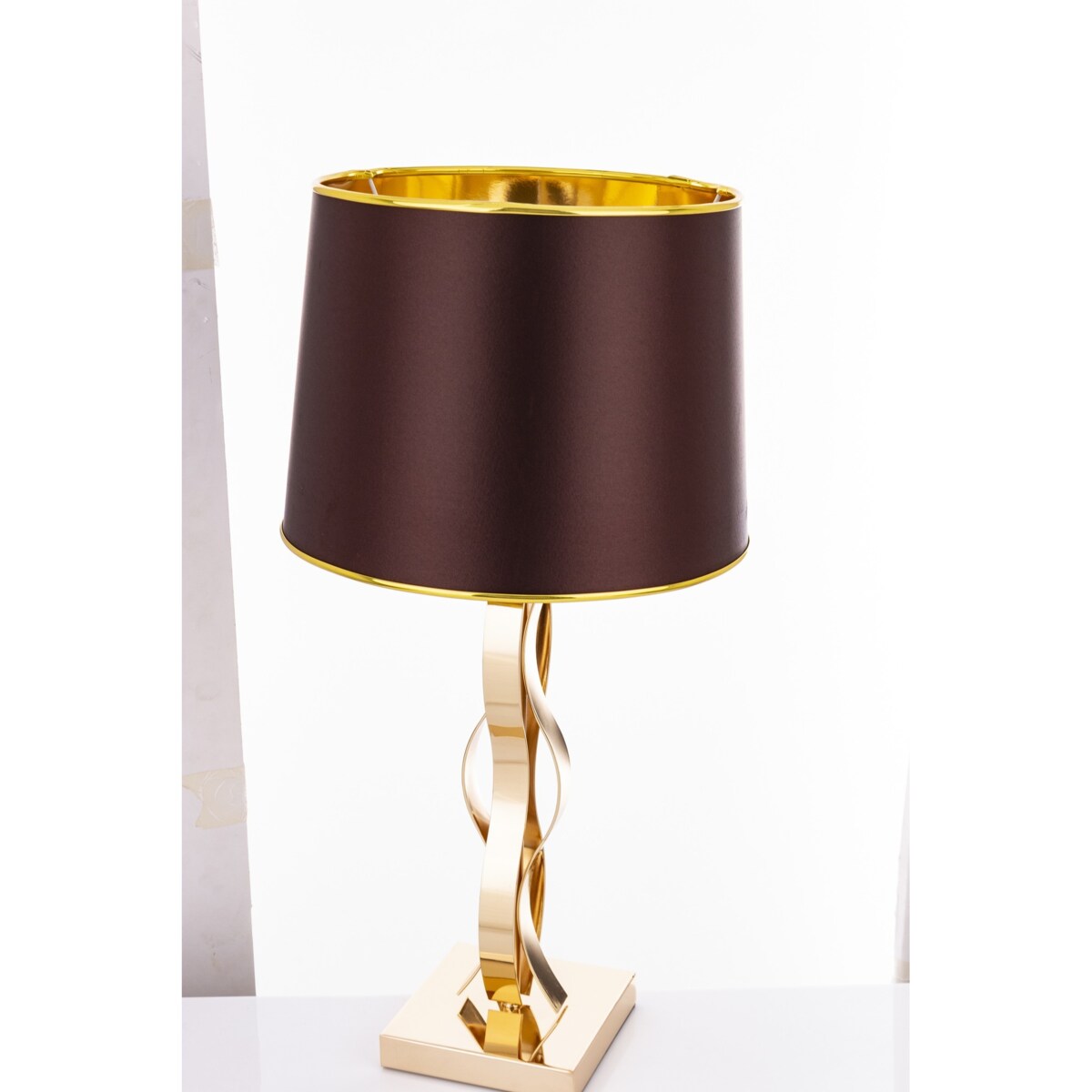 Lampa stołowa 59x30x30 cm CATENA-2 złota, z czarnym abażurem