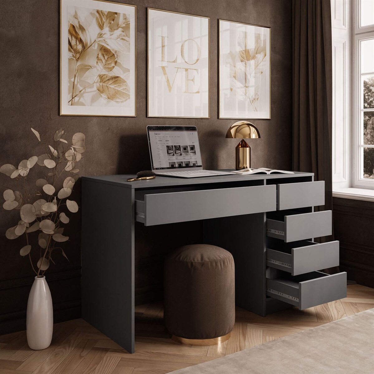 Biurko MADA z szufladami antracyt