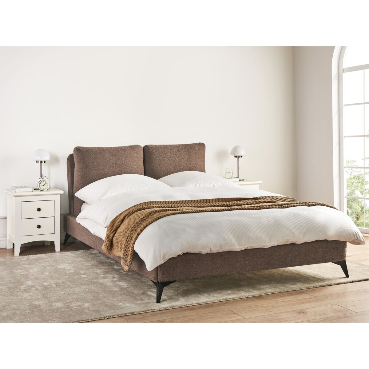 Łóżko Boucle MELLE 140 x 200 cm Brązowy