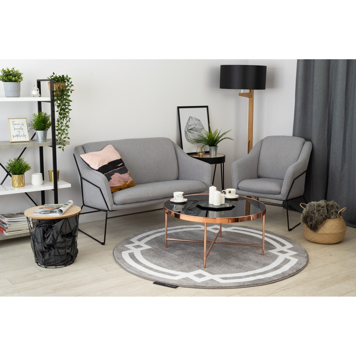 Dywan HAMPTON Lux koło szary koło 120 cm