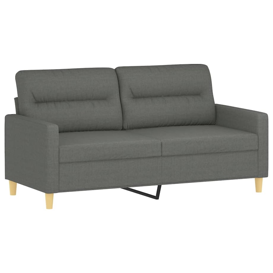 vidaXL 2-osobowa sofa z poduszkami, ciemnoszara, 140 cm, tkanina