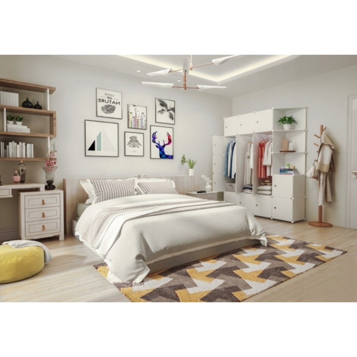 Modułowa Biała Szafa Garderoba Wieszak Na Ubrania Szafka Xxl Półki Drążek