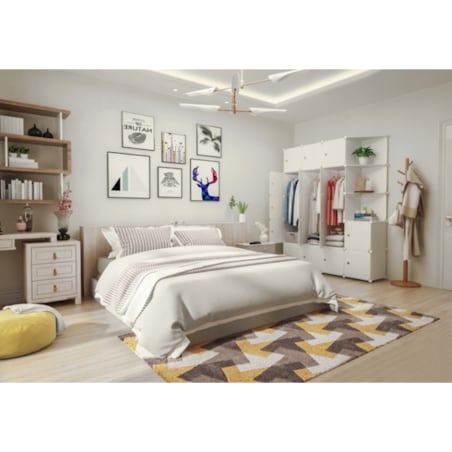 Modułowa Biała Szafa Garderoba Wieszak Na Ubrania Szafka Xxl Półki Drążek