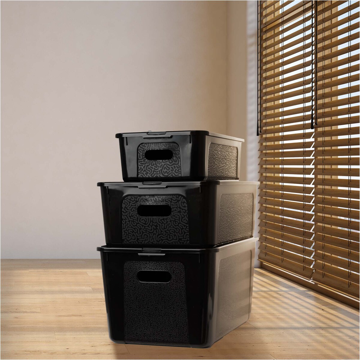 Pojemnik Pudło Plastikowe 39X26X20.5 Cm 20 L Z Pokrywą Do Przechowywania Czarne