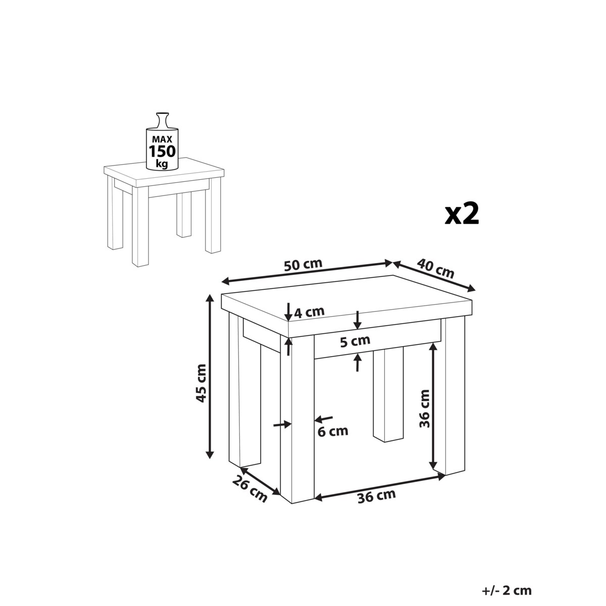 Zestaw 2 stołków ogrodowych szary OSTUNI