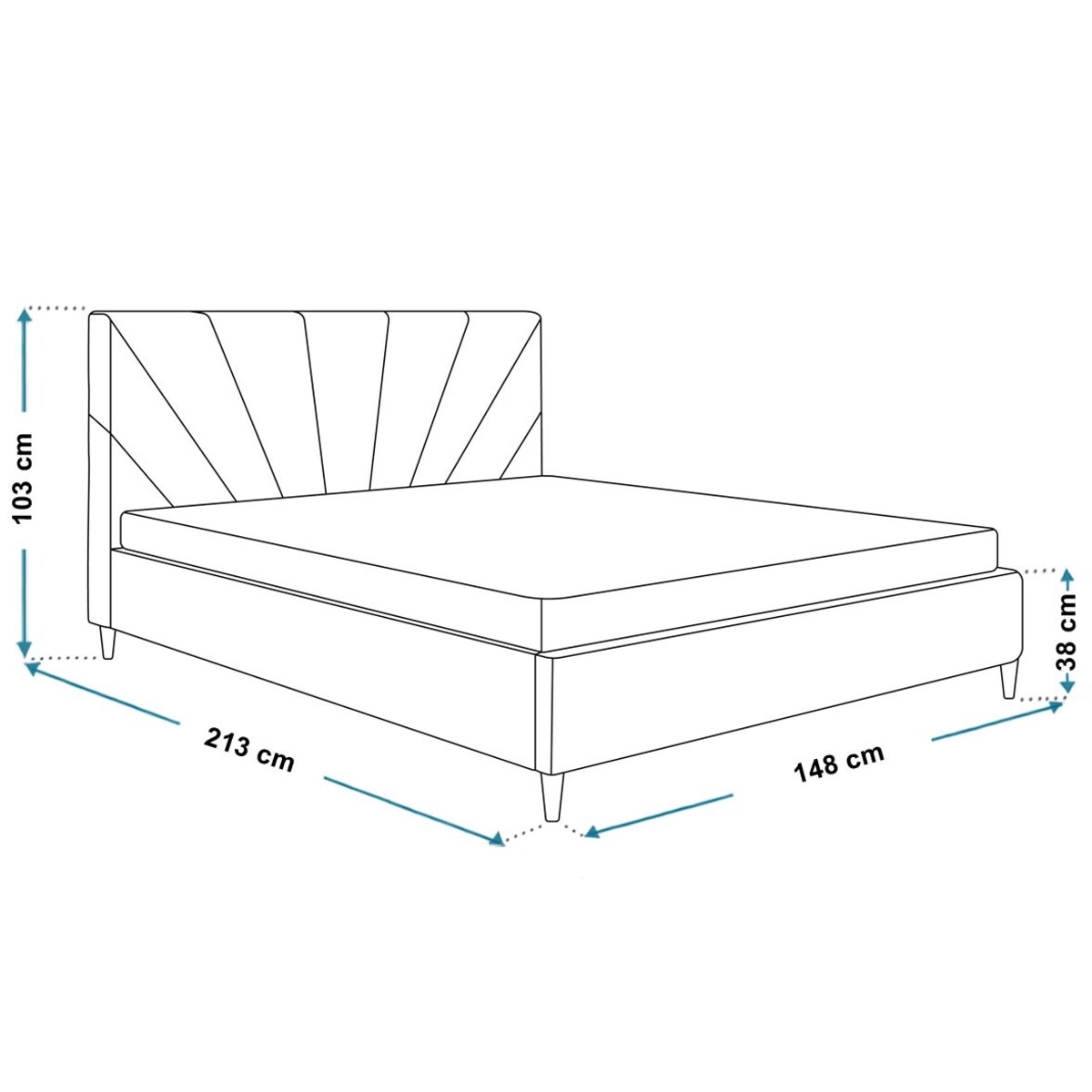 Łóżko tapicerowane 140x200 LUXO 3 na wysokich nogach- butelkowa zieleń