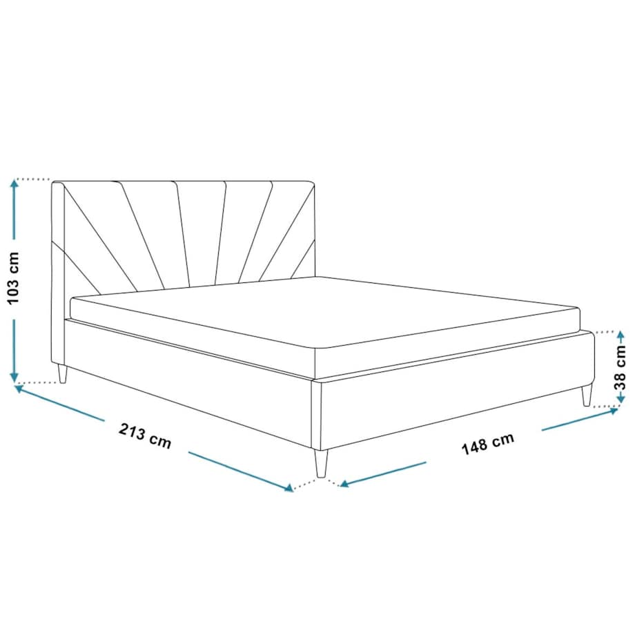 Łóżko tapicerowane 140x200 LUXO 3 na wysokich nogach- butelkowa zieleń